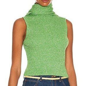 Ganni Glitter Metalic Roll-neck Knit Sweater in Green Size S NEW